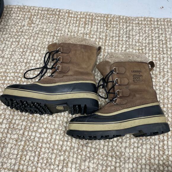SOREL Men's Caribou Waterproof Boots SZ 13 Tan Brown Leather Outdoor Winter GUC - Picture 6 of 12